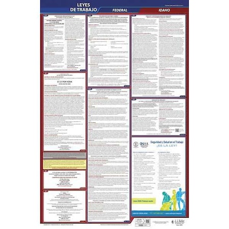 Labor Law Poster,Fed/STA,ID,SP,40Wx26inH