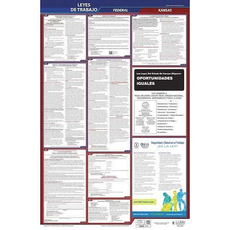 Labor Law Poster,Fed/STA,KS,SP,40Wx26inH