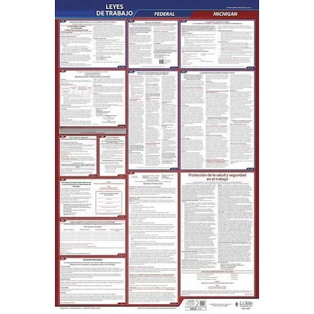 Labor Law Poster,Fed/STA,MI,SP,26inH,1yr