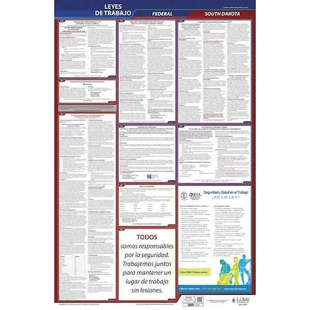 Labor Law Poster,Fed/STA,SD,SP,40Wx26inH