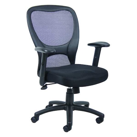 Desk Chair, Mesh, 18 To 21-1/2 Height, Adjustable Arms, Black