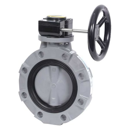 Butterfly Valve, 10, PP/Nitrile, Gear Operated