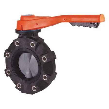 Butterfly Valve, 2-1/2, CPVC/Nitrile, Lever Handle, 316-SS Lugs