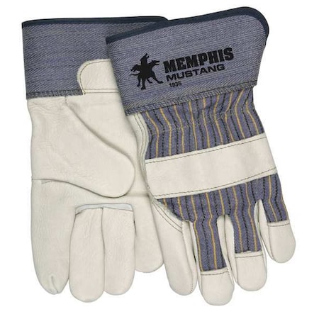Leather Palm Gloves,Cowhide,White,XL,PR