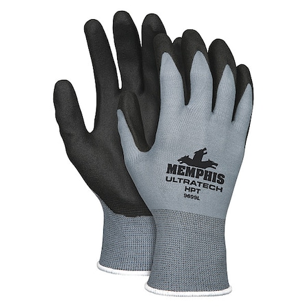 HPT Coated Gloves, Palm Coverage, Black/Gray, XL, PR