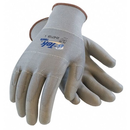 Polyurethane Coated Gloves, Palm Coverage, Gray, XS, 12PK