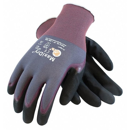 Foam Nitrile Coated Gloves, Palm Coverage, Purple/Black, S, 12PK