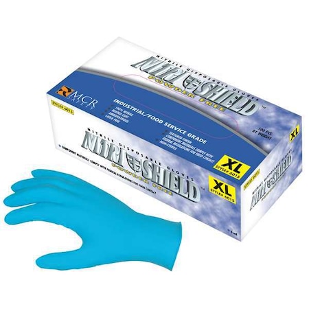 Disposable Industrial/Food Grade Gloves, Nitrile, Powder Free, Blue, M, 100 PK