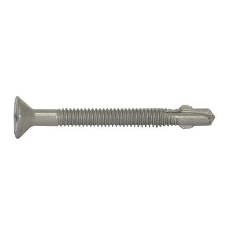 Self-Drilling Screw, #12 X 2 1/4 In, Gray Spex Steel Flat Head Phillips Drive, 250 PK