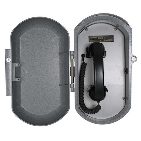 Aluminum Casting Ringdown Telephone, Curly Cord, Wall Mount, Gray