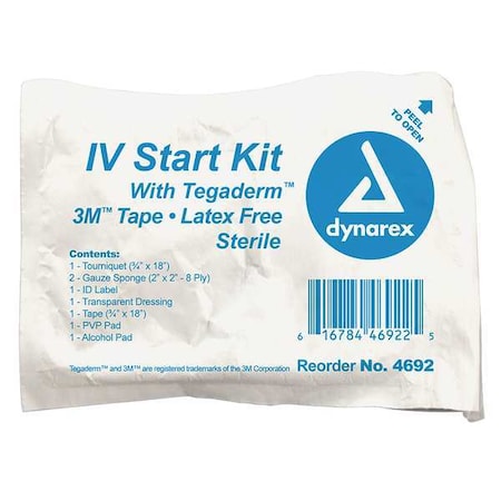 IV Start Kit,3/4 X 18 Tourniquet,PK50