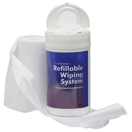 Refillable Wiping System, White, Refill, Polyester, 90 Wipes, 7-1/2 In X 10 In, Unscented