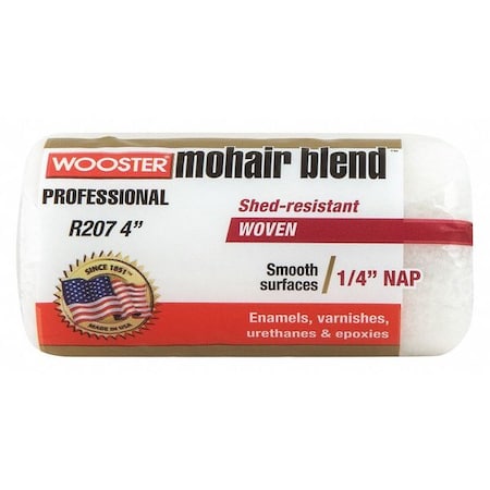 4 Paint Roller Cover, 1/4 Nap, Mohair/Polyester
