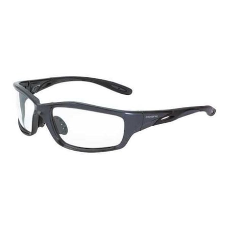 Safety Glasses, Wraparound Clear Polycarbonate Lens, Scratch-Resistant