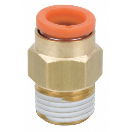 Male Adapter, Push-to-Connect X MNPT, 1/4 In Tube OD, 1/8 In Pipe Size, 18 Mm, Brass, KQ2H07-34AS