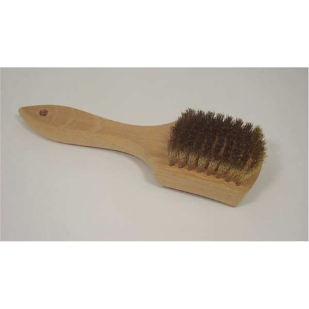 2 1/4 In W Scratch Brush, Stiff, 6 In L Handle, 3 In L Brush, Brass, Wood, 8 In L Overall