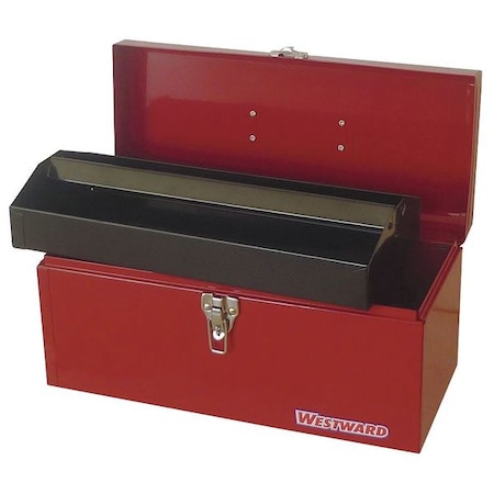 16W Steel, Red Portable Tool Box, Powder Coated, 7H