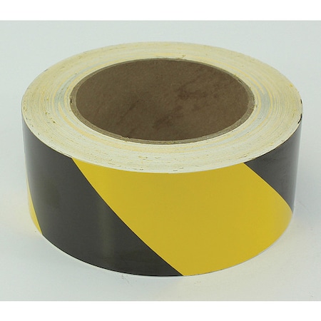 Floor Marking Tape,2,Striped,Blk/Yel