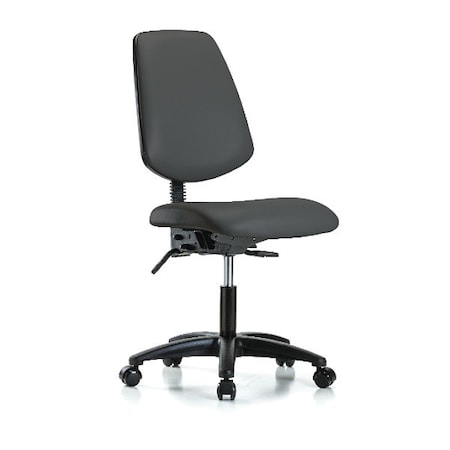 Desk Chair, Vinyl, 18 To 23 Height, No Arms, Charcoal