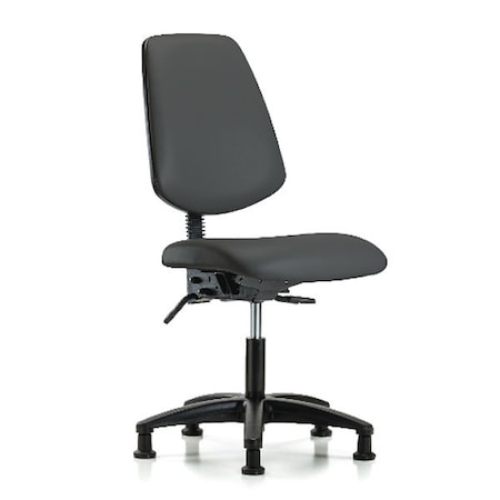 Desk Chair, Vinyl, 18 To 23 Height, No Arms, Charcoal