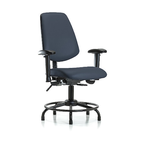 Desk Chair, Vinyl, 18 To 23 Height, Adjustable Arms, Imperial Blue