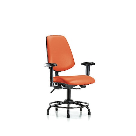 Desk Chair, Vinyl, 18 To 23 Height, Adjustable Arms, Orange Kist