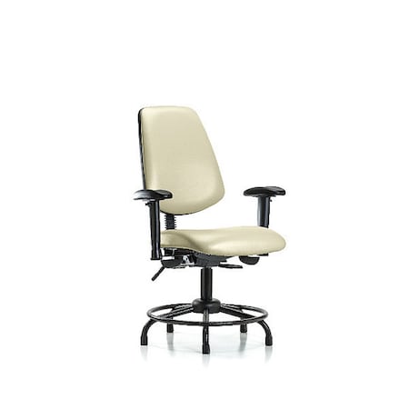 Desk Chair, Vinyl, 18 To 23 Height, Adjustable Arms, Adobe White