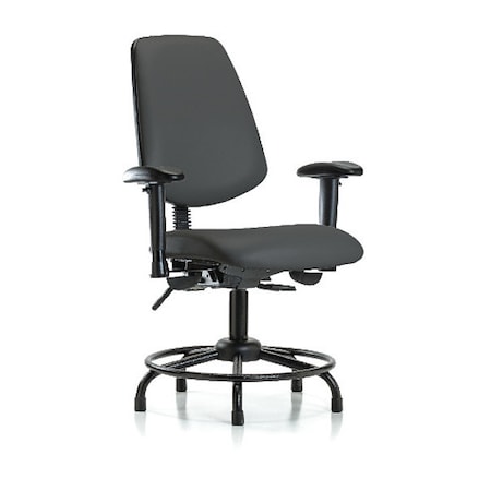 Desk Chair, Vinyl, 18 To 23 Height, Adjustable Arms, Charcoal