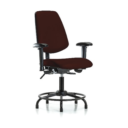 Medium Bench Chair, Vinyl, 22 To 29 Height, Adjustable Arms, Burgundy