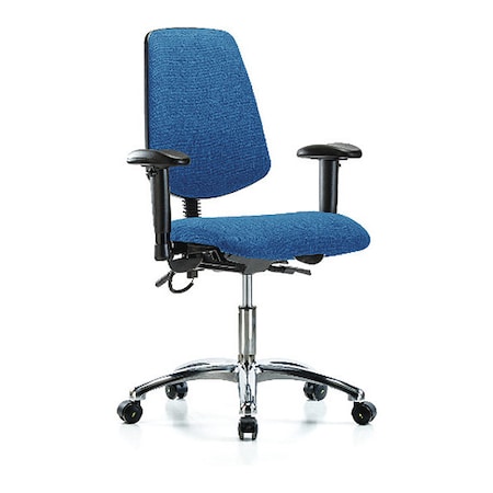 Fabric Desk Chair, 19 To 24, Adjustable Arms, Blue