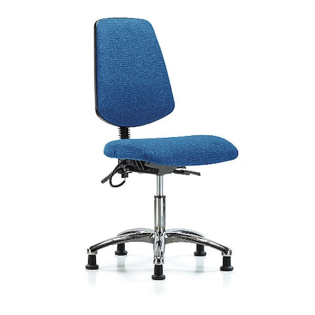 Fabric Desk Chair, 19 To 24, No Arms, Blue