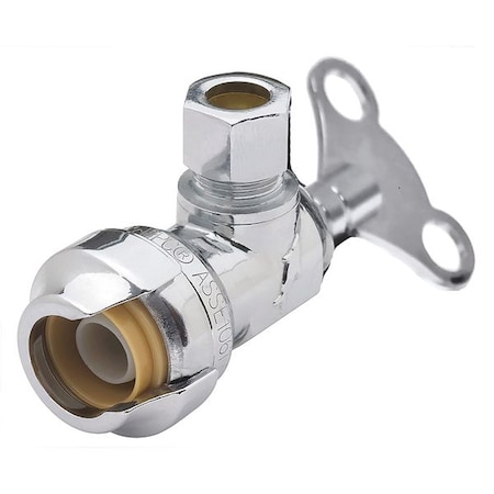 Angle Stop Valve, Push Fit, 1/2 In, 200 Psi