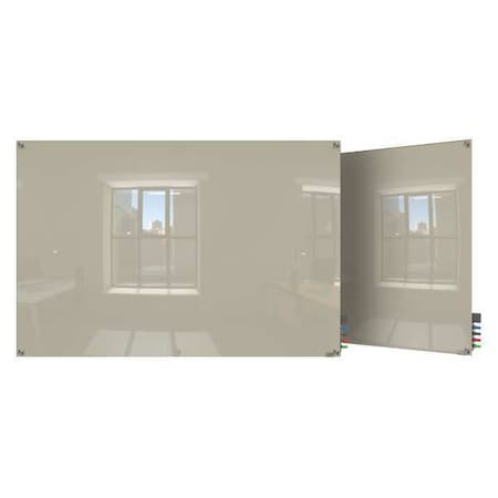 36x48 Glass Dry Erase Board, Wall Mounted, Gray