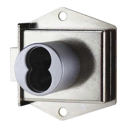 Cabinet Dead Latch With Interchangeable Core, Coreless, SFIC Key, For Material Thickness 1 1/16 In