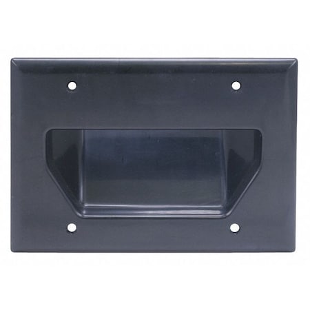 Wall Plate,Cable,Recessed,3G,Blk