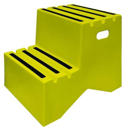 2 Steps, Plastic Step Stand, 500 Lb. Load Capacity, Yellow