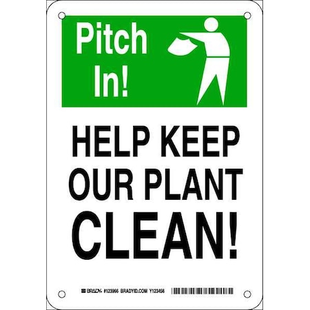 Facility Sign, Plastic, 10X7, Grn/Blk/Wht, Height: 14, 123966