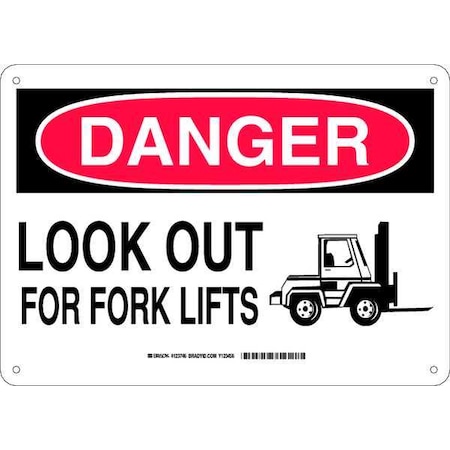 Danger Sign, 10 H, 14 W, Aluminum, Rectangle, English, 123746
