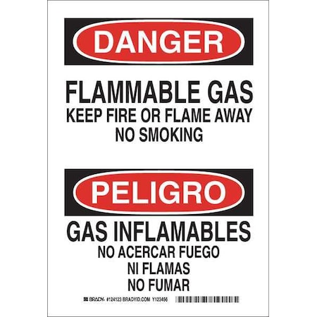 Danger No Smoking Sign, 10 H, 7 In W, Plastic, Rectangle, English, Spanish, 124122