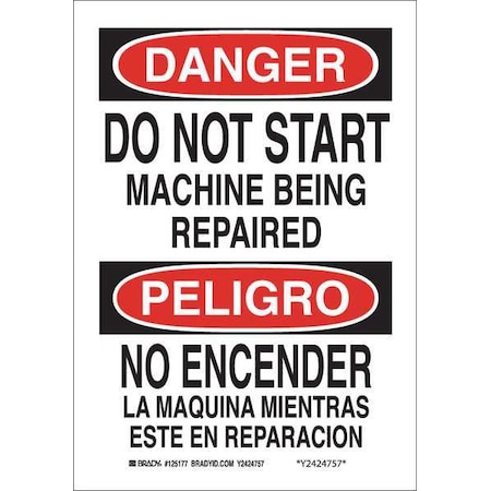 Danger Sign, 14 Height, 10 Width, Plastic, Rectangle, English, Spanish