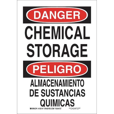 Danger Sign, 14 In H, 10 In W, Rectangle, English, Spanish, 125148