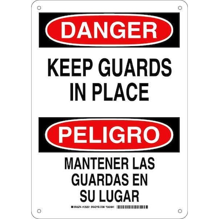 Danger Sign, 14 Height, 10 Width, Plastic, Rectangle, English, Spanish