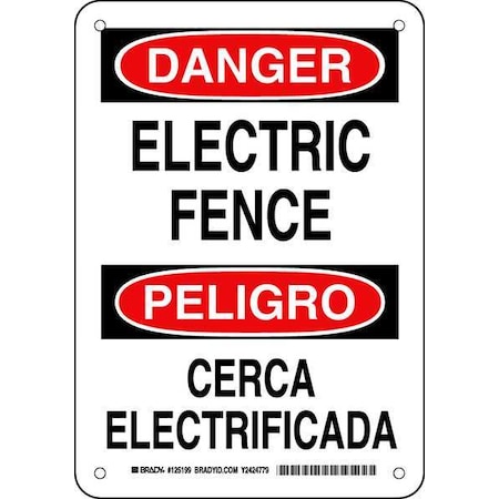 Danger Sign, 10 In Height, 7 In Width, Aluminum, Rectangle, English, Spanish