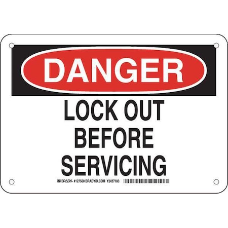 Danger Sign, 7 In Height, 10 In Width, Aluminum, Rectangle, English