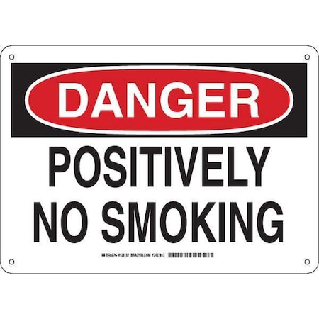 Danger No Smoking Sign, 10 H, 14 In W,  Rectangle, English, 128157