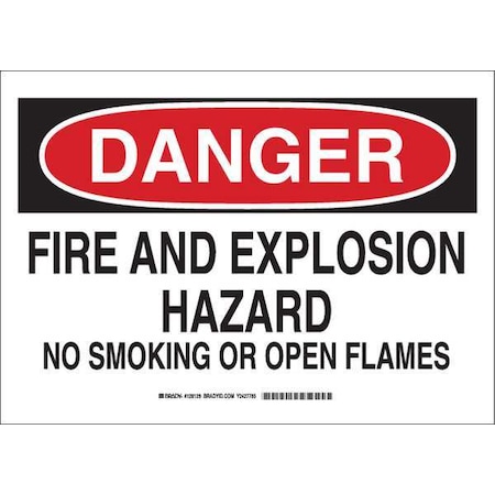 Danger No Smoking Sign, 10 H, 14 In W, Polyester, Rectangle, English, 128129