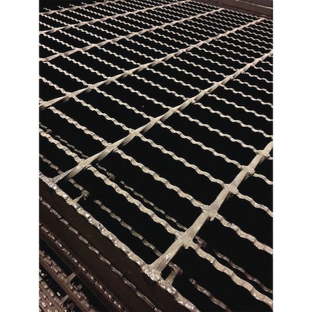 Bar Grating, Serrated, 24 In L, 24 In W, 1.5 In H, Black Painted Steel Finish