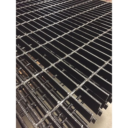 Bar Grating, Smooth, 24 In L, 24 In W, 1.5 In H, Black Painted Steel Finish