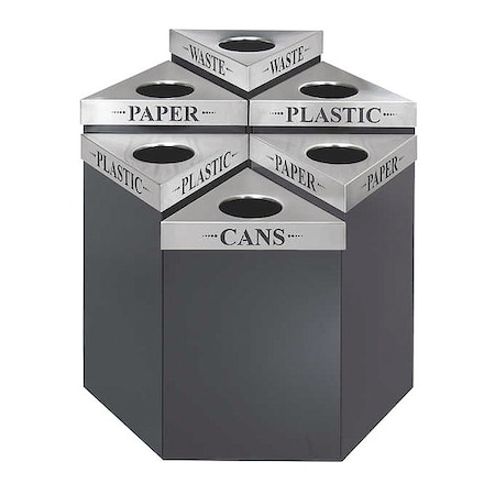 15 Gal Triangular Trash Can, Black, 19-1/2 Dia, Steel