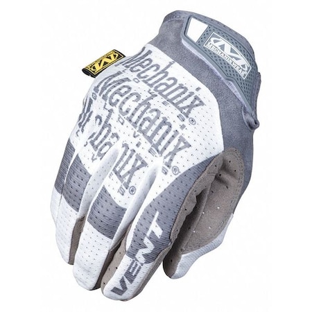 Mechanics Gloves, 2XL, Gray/White, Single Layer, Mesh